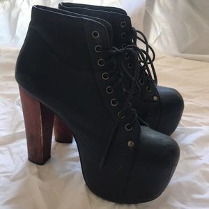 Jeffery Campbell Lita black leather booties